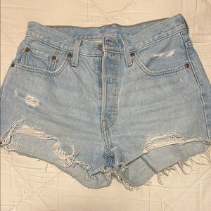 Levi's Light Blue Ripped Jean Shorts